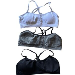 Hanes Girls ComfortFlex Fit Seamless Bralette 3 Pack Black White Gray XL 14 16